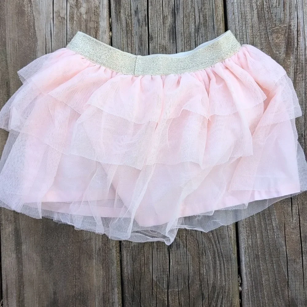 Carter's 18 Month Pink Ruffled Tutu With Gold Glitter Waist